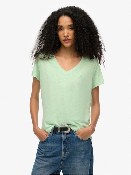 Superdry Green Slub Embroidered V-Neck T-Shirt (AY3689) | 1,202 UAH