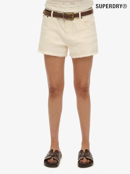 Белый - Superdry Mid Rise Denim Hot 100% Cotton Shorts (AY3690) | €68