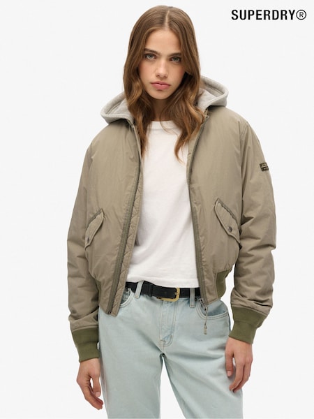 Superdry Green 100% Cotton Hooded Ma1 Bomber Jacket (AY3692) | $149