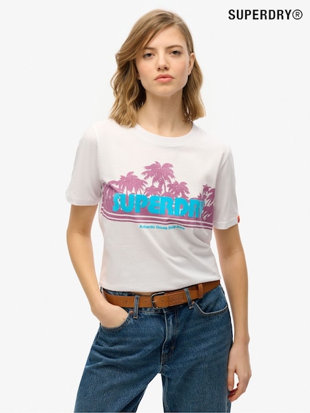 Superdry White Outdoor Stripe Relaxed T-Shirt (AY3695) | ₪136