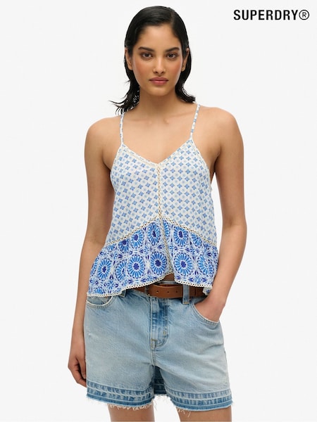 Superdry Blue Off Vintage Ladder Trim Cami Top (AY3700) | kr484