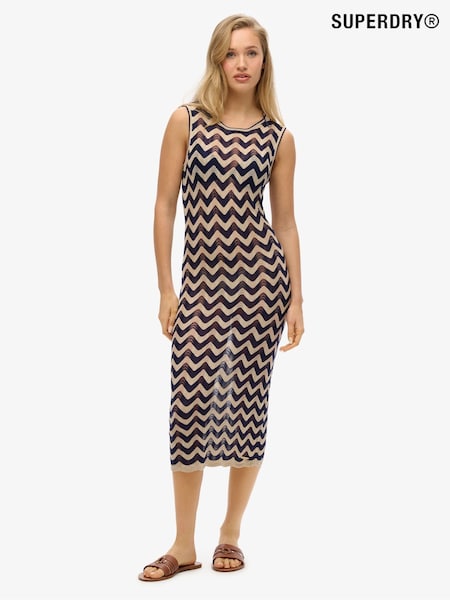 Superdry Blue Zig Zag Knit Midi Dress (AY3712) | kr985