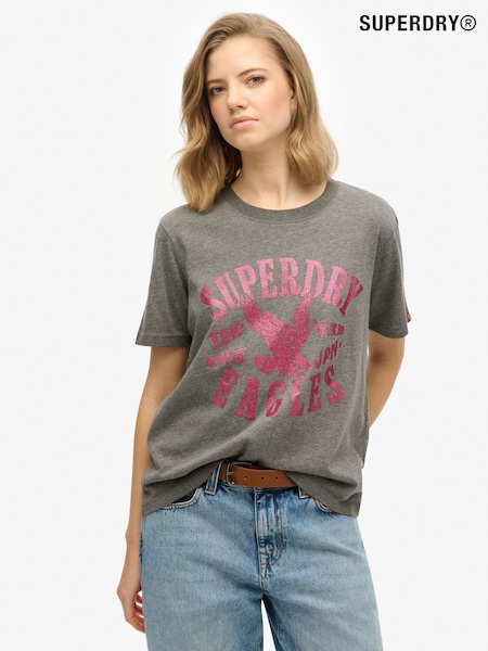 Superdry Grey Embellish Varsity Relaxed T-Shirt (AY3719) | €35