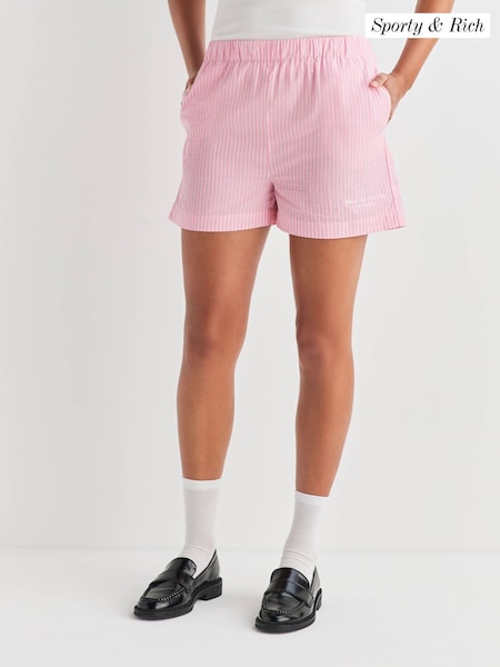 Sporty & Rich Pink Eden Script Poplin Shorts (AY3740) | $361