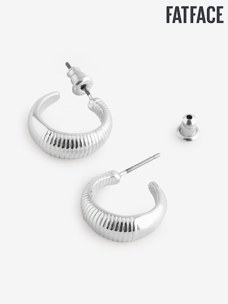 FatFace Silver Tone Textured Hoops Earrings (AY3754) | €18