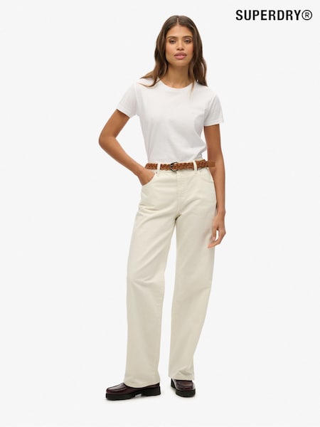 Superdry White Mid Rise Wide Leg 100% Cotton Jeans (AY3778) | €99