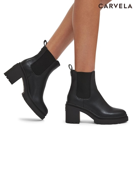 Carvela Boulder Heeeled Ankle Black Boots (AY3848) | €157