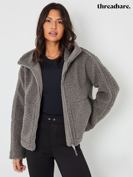 Threadbare Grey Funnel Neck Zip-Up Borg Fleece (AY4009) | €35