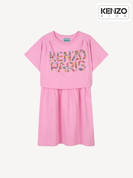 KENZO KIDS Pink Short Sleeve Fruit Logo T-Shirt Dress (AY4028) | €143 - €150