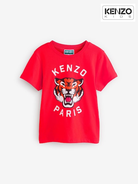 KENZO KIDS Red Short Sleeve Tiger Logo T-Shirt (AY4029) | 85 € - 113 €