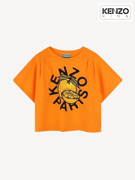 KENZO KIDS Orange Short Sleeve Fruit Logo T-Shirt (AY4031) | €86 - €100