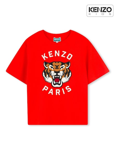 KENZO KIDS Red Short Sleeve Tiger Logo T-Shirt (AY4032) | 447 LEI - 596 LEI