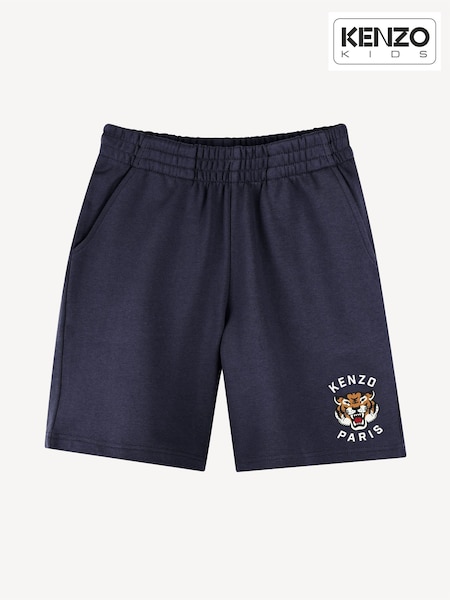 KENZO KIDS Blue Small Tiger Logo Bermuda 100% Cotton Shorts (AY4033) | 559 LEI - 819 LEI