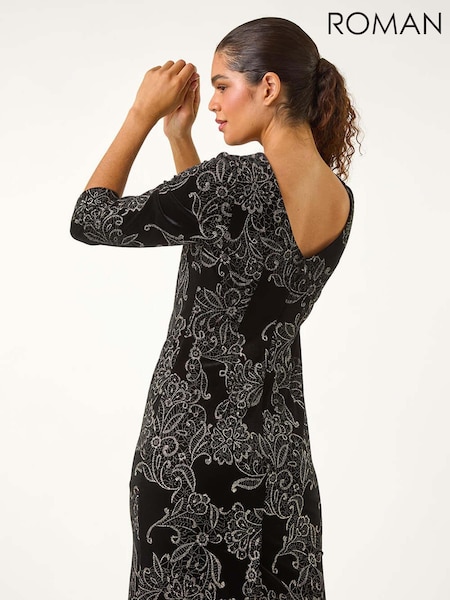 Roman Paisley Print Velvet Shift Dress (AY4082) | €86