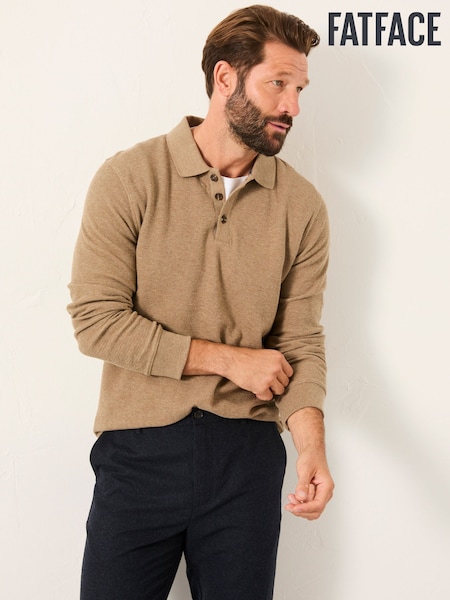 FatFace Shawford Dark Natural Long Sleeve Polo (AY4093) | 223 QAR