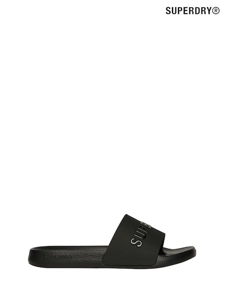 Superdry Black Luxe Logo Pool Slides (AY4139) | R$ 245