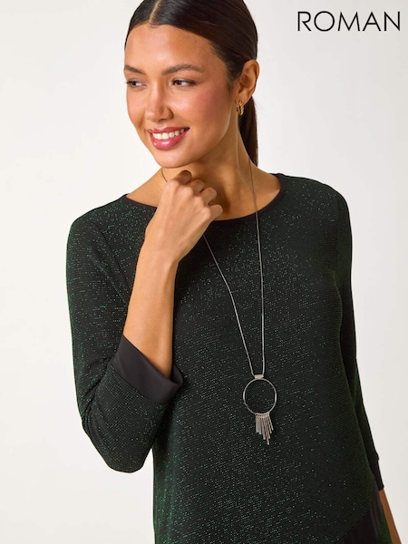 Roman Brillo Contrast Band Stretch Tunic Top (AY4200) | 298 LEI