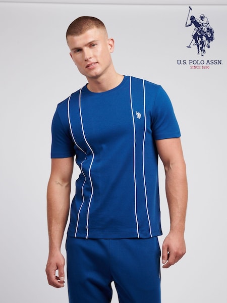 U.S. Polo Assn. Blue Mens Piped 100% Cotton T-Shirt (AY4240) | AED204
