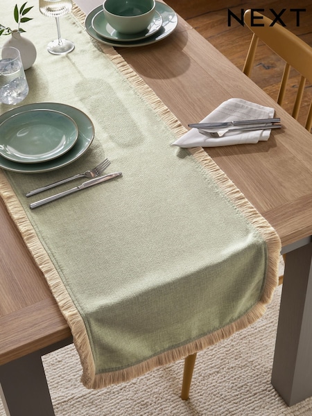 Sage Green Dalby Fringe Table Runner (AY4246) | AED93 - AED111