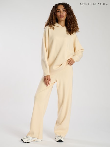Кремовый - South Beach Knitted Wide Leg Joggers (AY4284) | €60