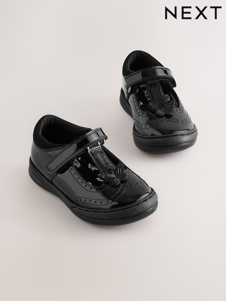 Musta kiiltonahka - Butterfly T-Bar School Shoes (AY4341) | €44 - €53