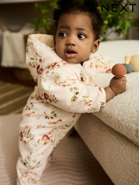 Ecru Woodland Printed Hooded - Nylon Baby Pramsuit (0mths-2yrs) (AY4377) | 35 € - 38 €