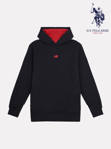 New Balance Black Boys Hoops Mesh Logo 100% Cotton Hoodie (AY4395) | 297 QAR - 356 QAR