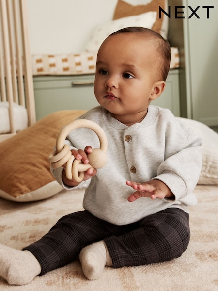 Grey Check Baby Sweatshirt and Trousers Set (0mths-2yrs) (AY4422) | €32 - €35