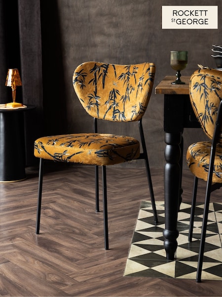 Rockett St George Set of 2 Amber Orange Black Bamboo Perfect Dining Chairs (AY4428) | €372