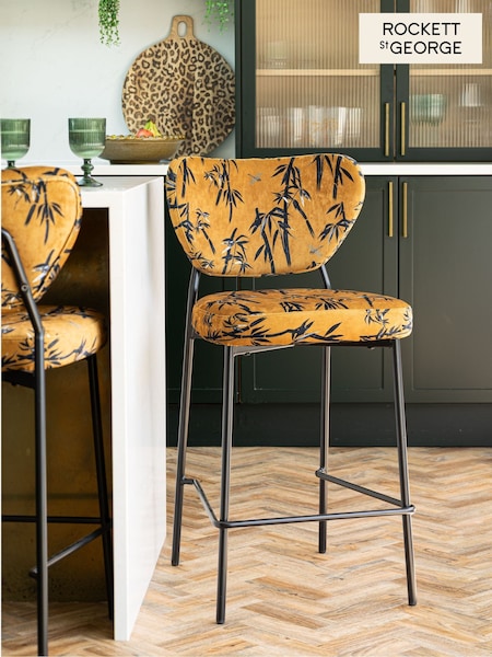 Rockett St George Amber Orange Black Bamboo Perfect Bar Stool (AY4430) | €246