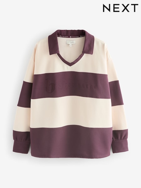 B by Ted Baker Burgundy Red Stripe Rugby Top (AY4504) | R$ 385