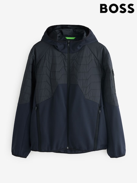 BOSS Dark Blue Wilder Hooded Hybrid Padded Jacket (AY4573) | AED841