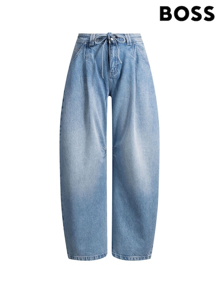 BOSS Blue Mid Wash Pleated Barrel Denim Jeans (AY4580) | €158