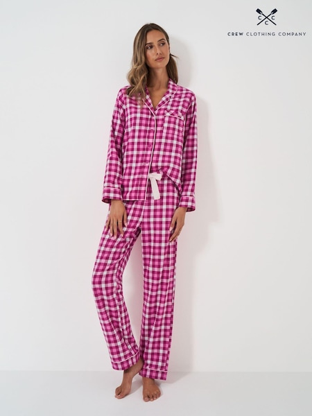Crew Clothing Pink Long Flannel 100% Cotton Pyjamas Set (AY4643) | R$ 640