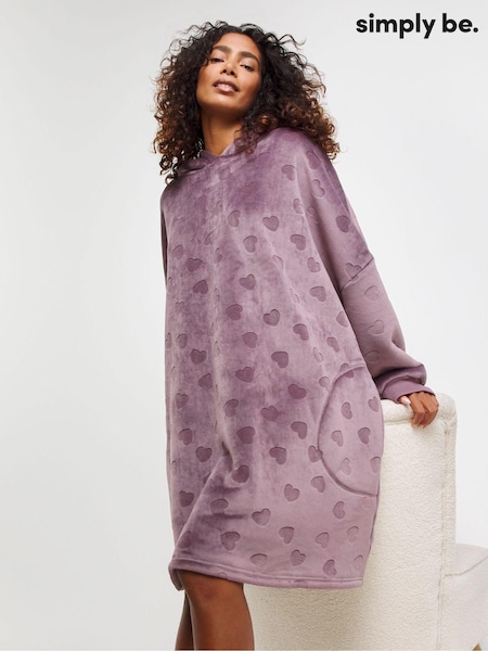 Simply Be Oversized Pretty Secrets Jaquard Bonded Hooded Dress (AY4670) | 198 LEI
