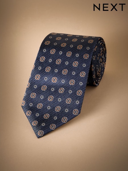 Navy Italian Silk Design Tie (AY4715) | € 52