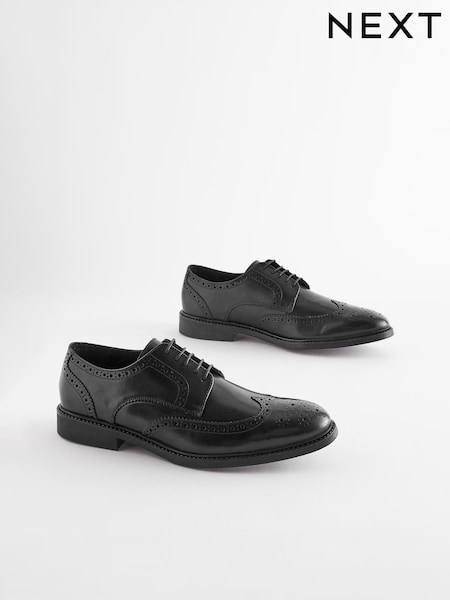 Schwarz - Weite Passform - Leather Derby Brogues (AY4720) | 75 €