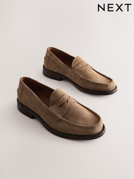 Stone Wide Fit Suede Penny Loafers (AY4726) | €57