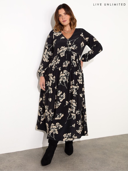 Live Unlimited Curve Floral Tie Front Midi Dress (AY4748) | €65