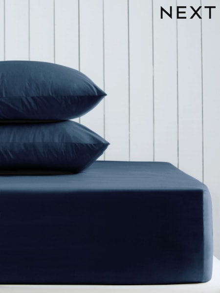 Navy Blue Cotton Rich Deep Fitted Sheet (AY4763) | €14 - €22