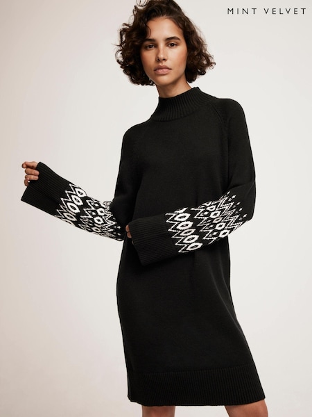 Mint Velvet Black Contrast Sleeve Mini Dress (AY4792) | €86