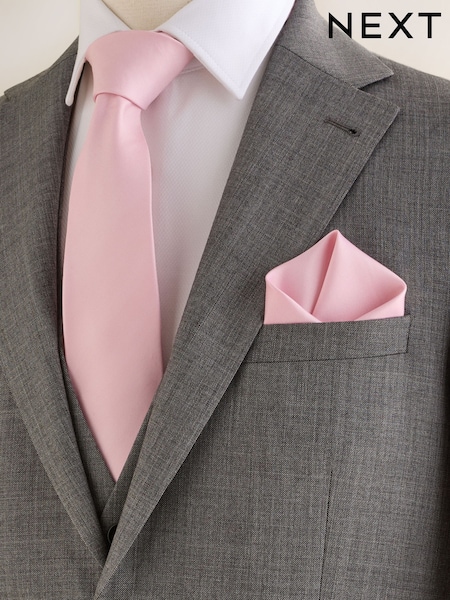 Pale Pink Silk Tie And Pocket Square Set (AY4822) | € 42