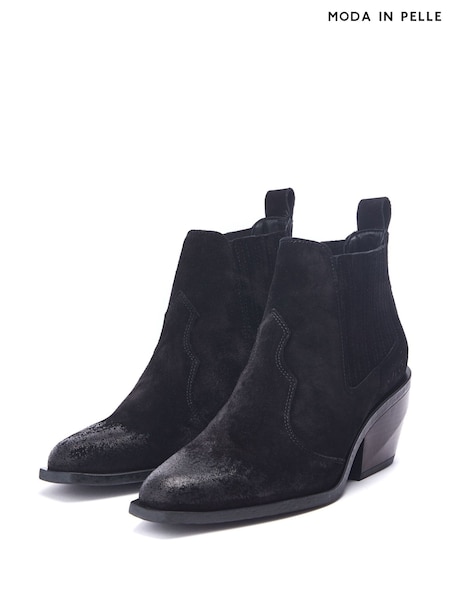 Negru - Moda in Pelle Shoon Alto Low Ankle Western Boots (AY4827) | 1,035 LEI