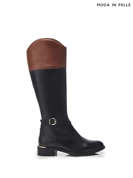 Moda in Pelle Sarlat Arch Top Line Long Leather Black Boots (AY4843) | €250