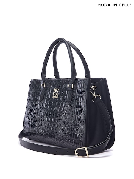Moda in Pelle Large Blair Patent Croc Effect Tote Bag (AY4847) | ₪448