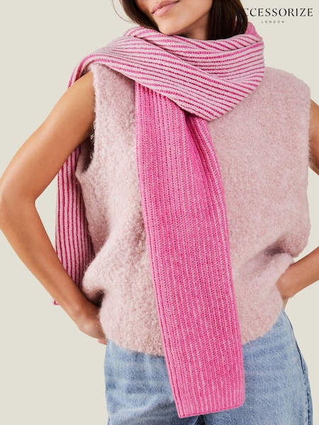 Accessorize Contrast Rib Knit Scarf (AY4859) | 125 LEI
