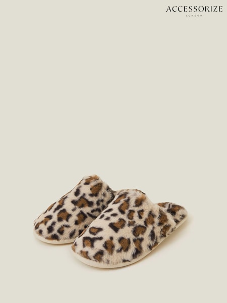 Accessorize Animal Print Faux Fur Slippers (AY4863) | AED83