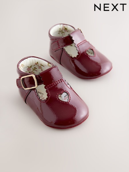 Burgundy Red Baby T Bar Shoes (0-18mths) (AY4870) | €15