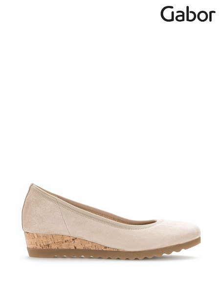 Gabor Epworth Oak Suede White Wedge Shoes (AY4897) | €141
