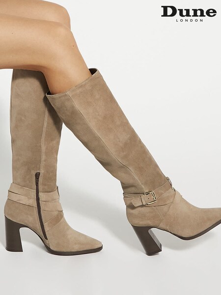 Dune London Brown Solanna Knee High Boots (AY4934) | €132